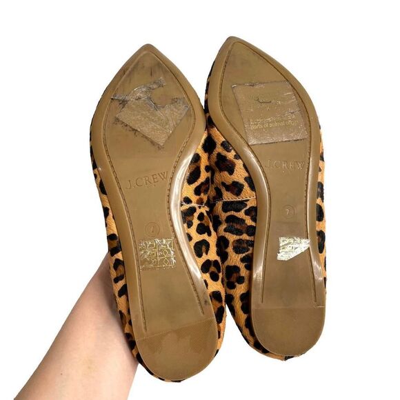 J. Crew Calf hair leopard tassel stretch flats Sz 7 Item J7004 - Picture 6 of 6